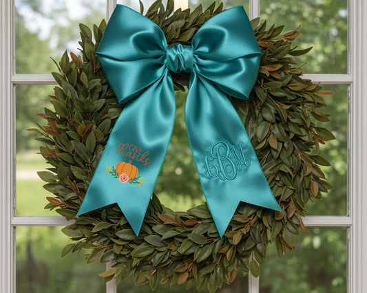 Personalized Thanksgiving Pumpkin Embroidery Wreath Sash