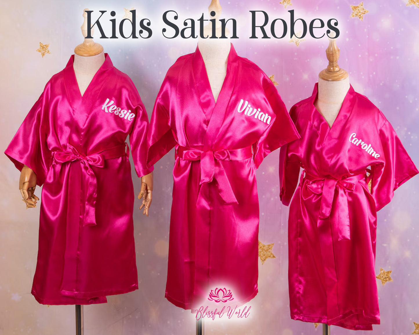 Bridal shower robes Custom Wedding robes Bridesmaid satin robes Girl custom kids robe
