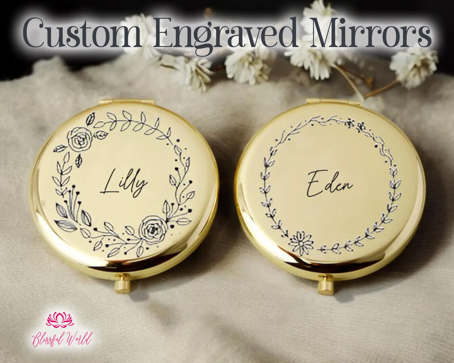 Engraved Pocket Mirror Personalized Pocket Mirror for Women Bridal Party Favors Bridesmaid Gifts