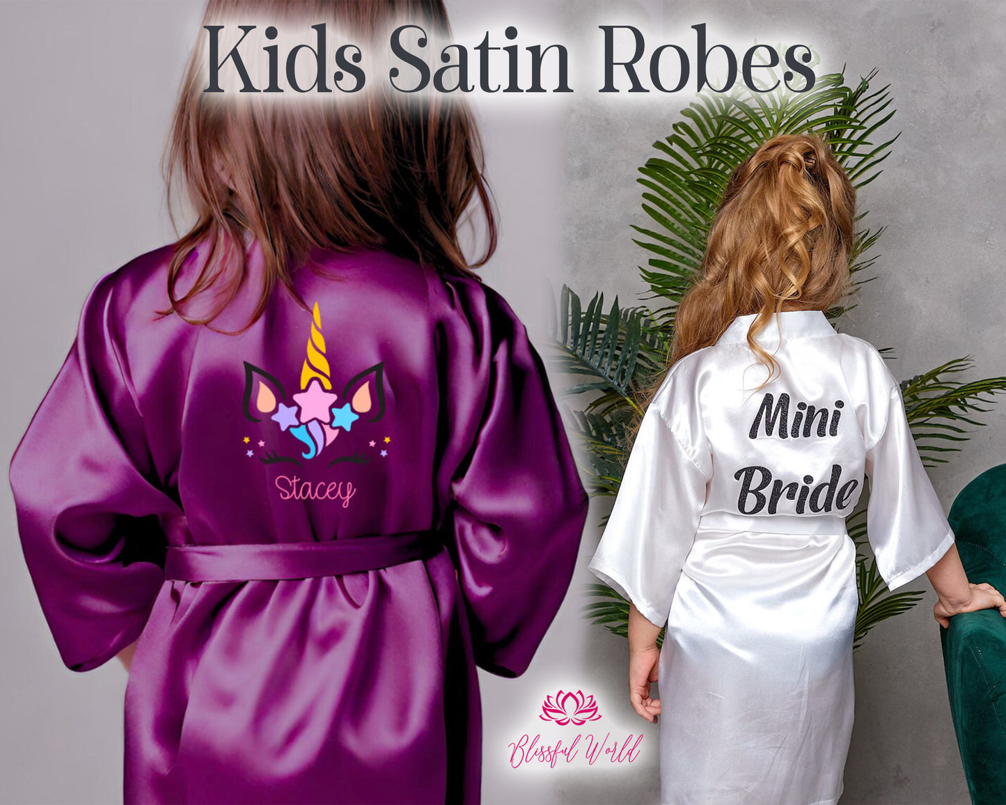 Custom Spa Birthday Party Robes Kids Floral Robes Sleepover Party Robes Flower Girl Robe