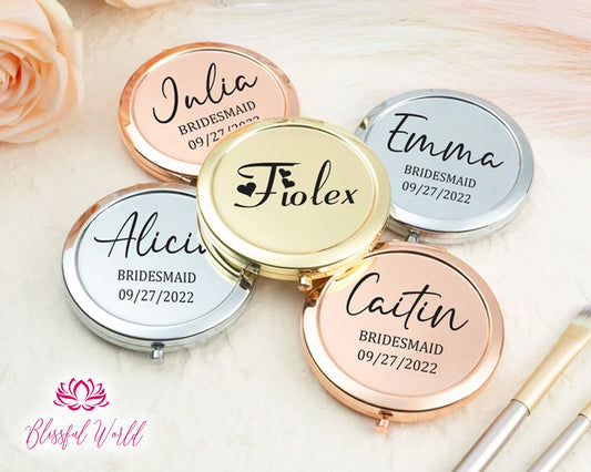 Pocket Mirror Personalized Birthday Gift for Her Mothers Day Gift Bridesmaid Proposal Birth Flower Mirror Gift Daughter Mirror Engraved