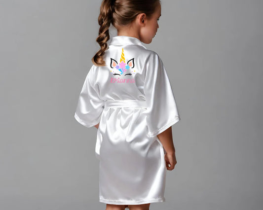 Customized satin kids robe Birthday princess robe Usa
