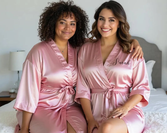 Customized plus size robe Custom satin robe Pink satin robe Usa