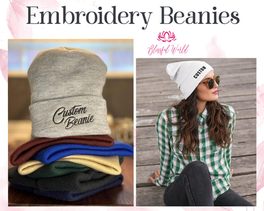 Warm Hats Custom Beanie Custom Logo/Text Hats Personalized Embroidered Beanie