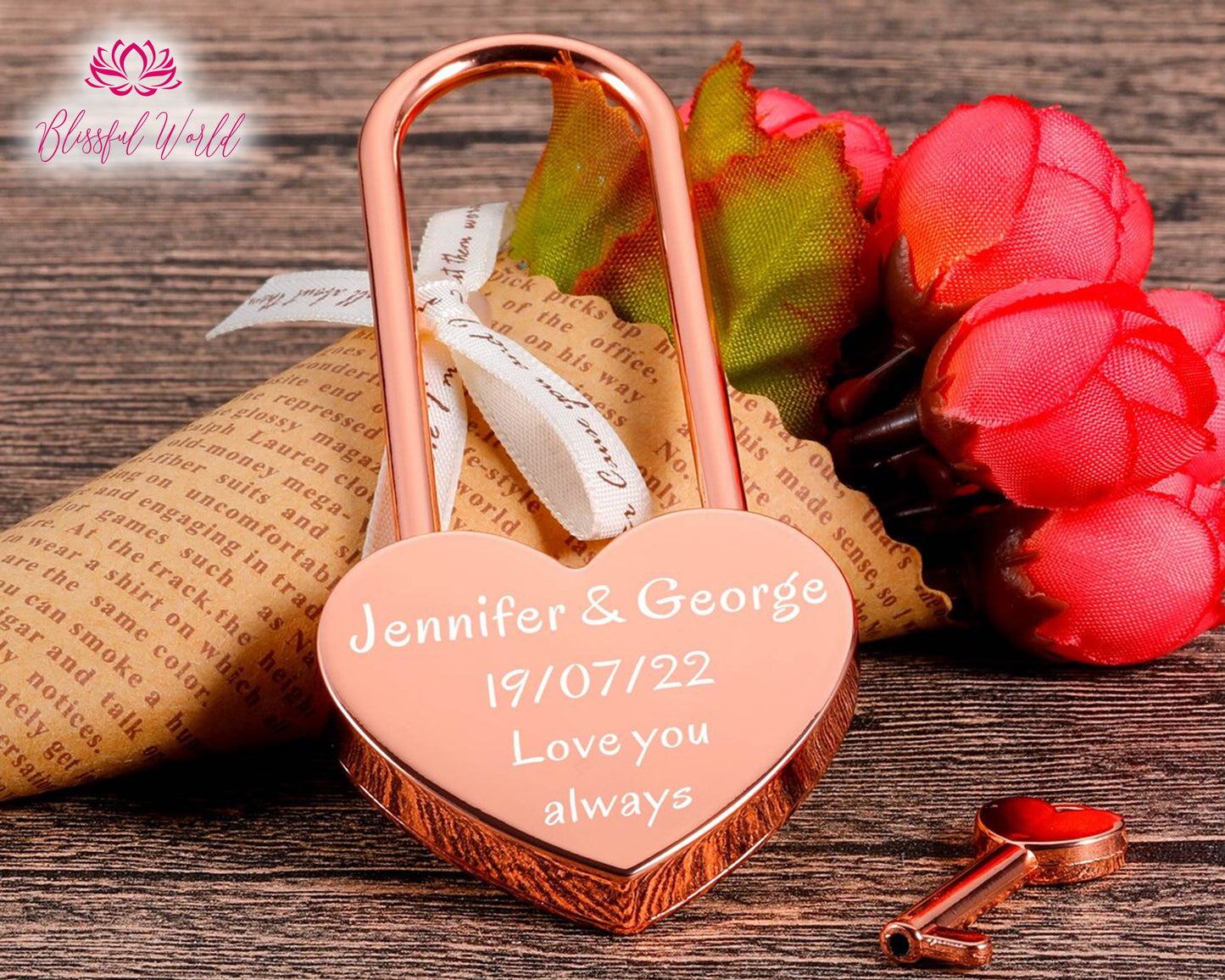 Personalized HEART LOCK Love Padlock Couples Gift for Him Boyfriend Men Her Mom Girlfriend Husband Promise Bridge Wedding Custom Engraved