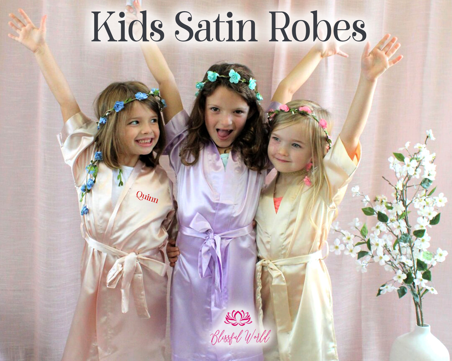 Personalized Satin kids robes Spa party kids robes Robes with names Flower girl robes Custom kids robes