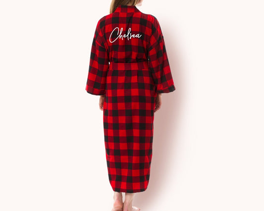 Bridesmaid Gift Getting Ready Outfit Bridesmaid Robes Flannel Christmas Personalized Robe for Bridesmaid