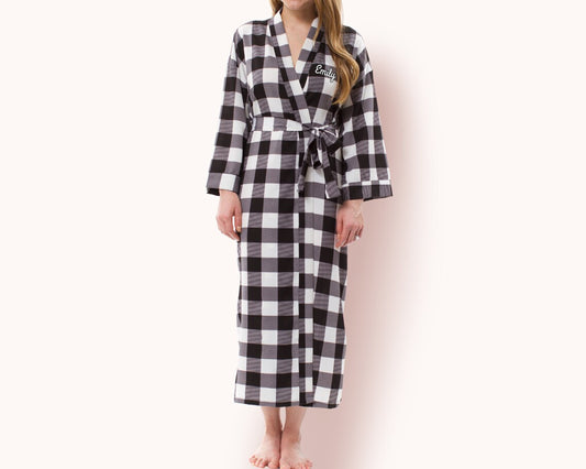 Bridesmaid Flannel Plaid Robe Personalized Robes Getting Ready Robes