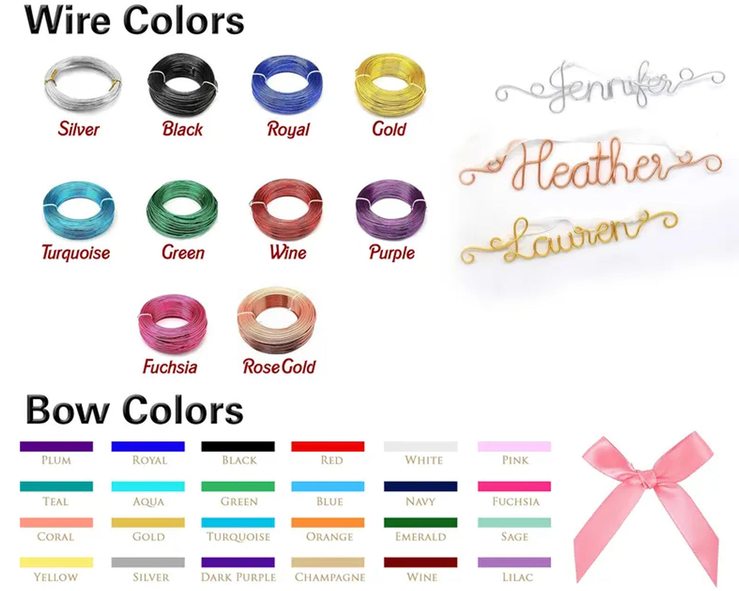 Wire color and bow color chart guide for hanger