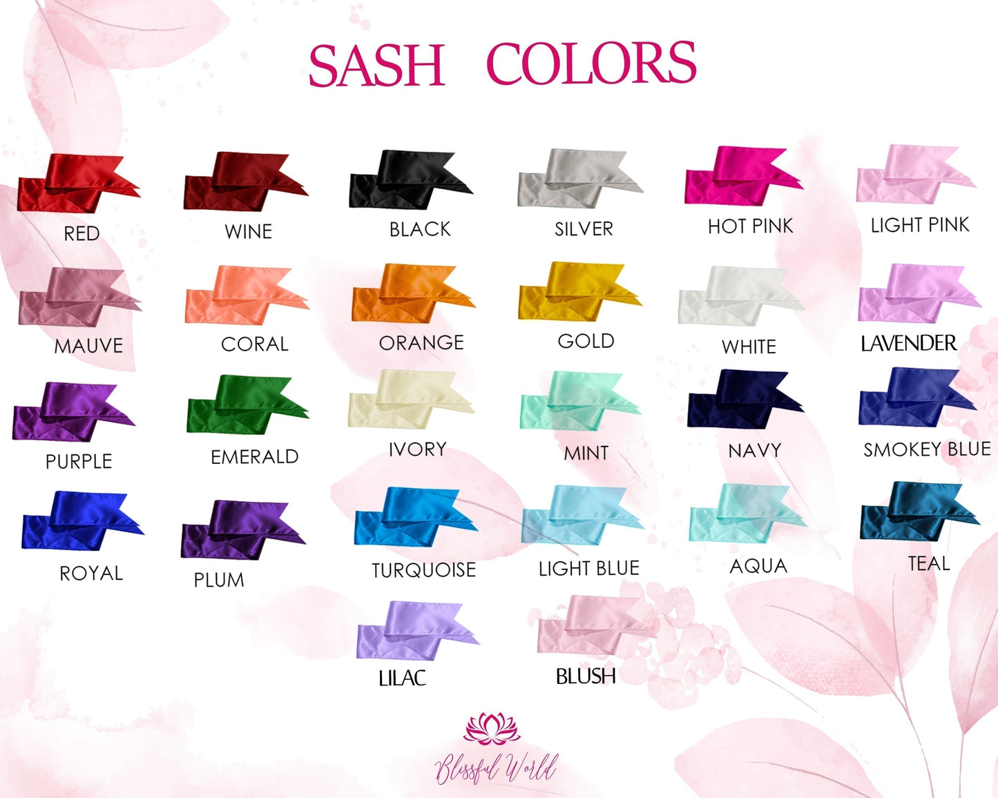 Plain sash Blank Sash Ribbon Sashes Decorate Sash Satin Sash