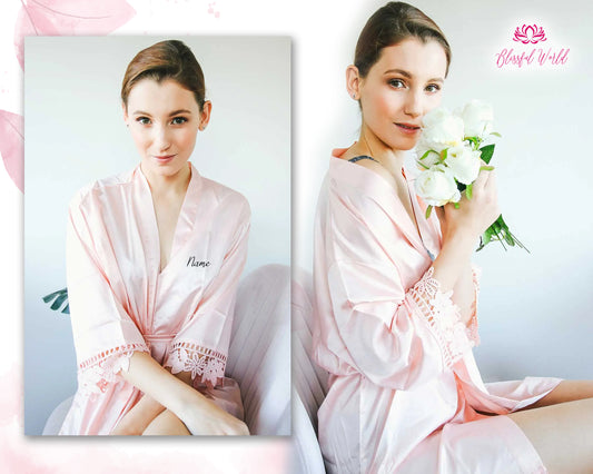 Satin Kimono Robes Lace