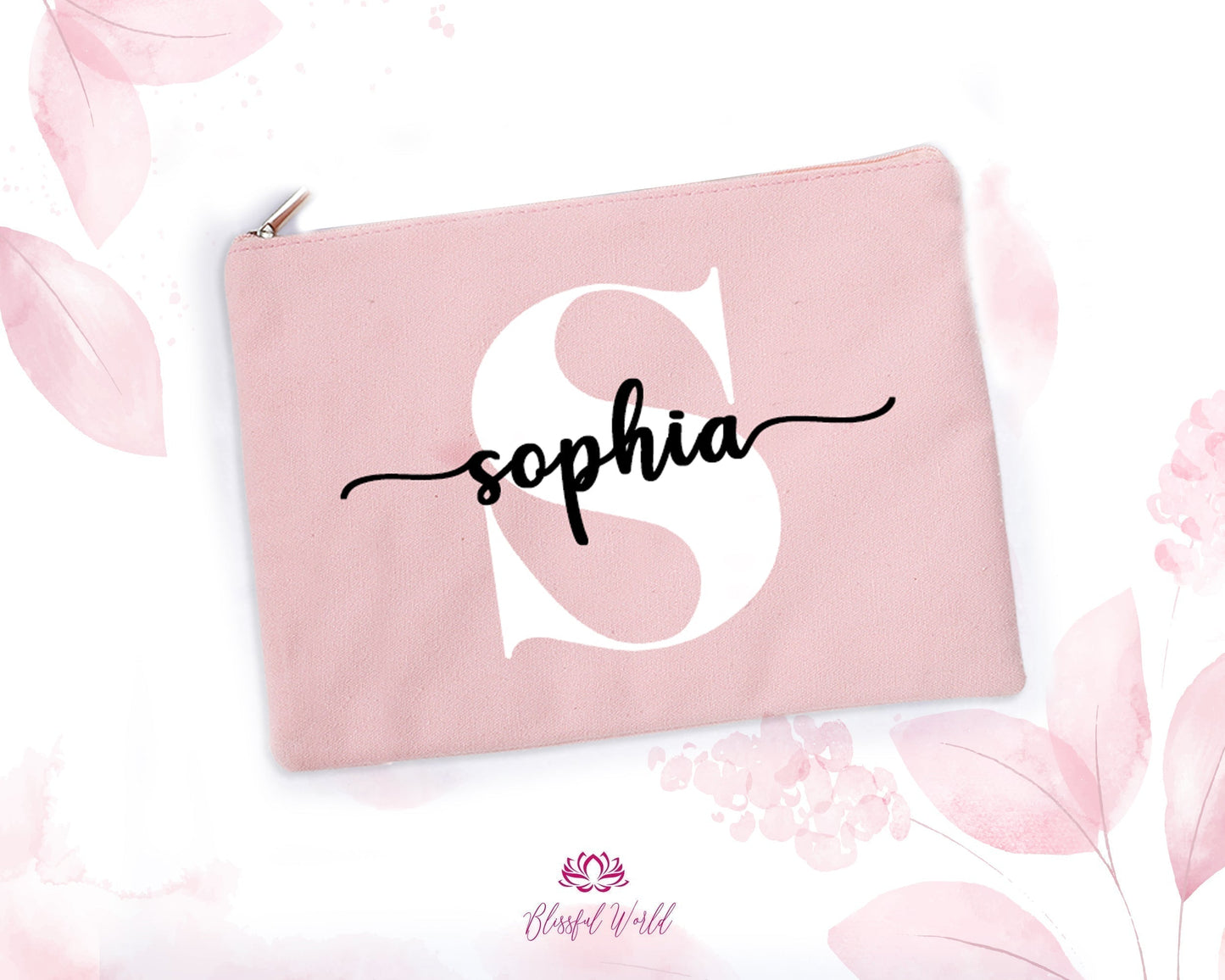 Personalized Makeup Bag, Best Friend Gift, Toiletry Bag, Purse Organizer,Bridesmaid Gift Ideas, Monogrammed Wristlet,Bridal Party Gift
