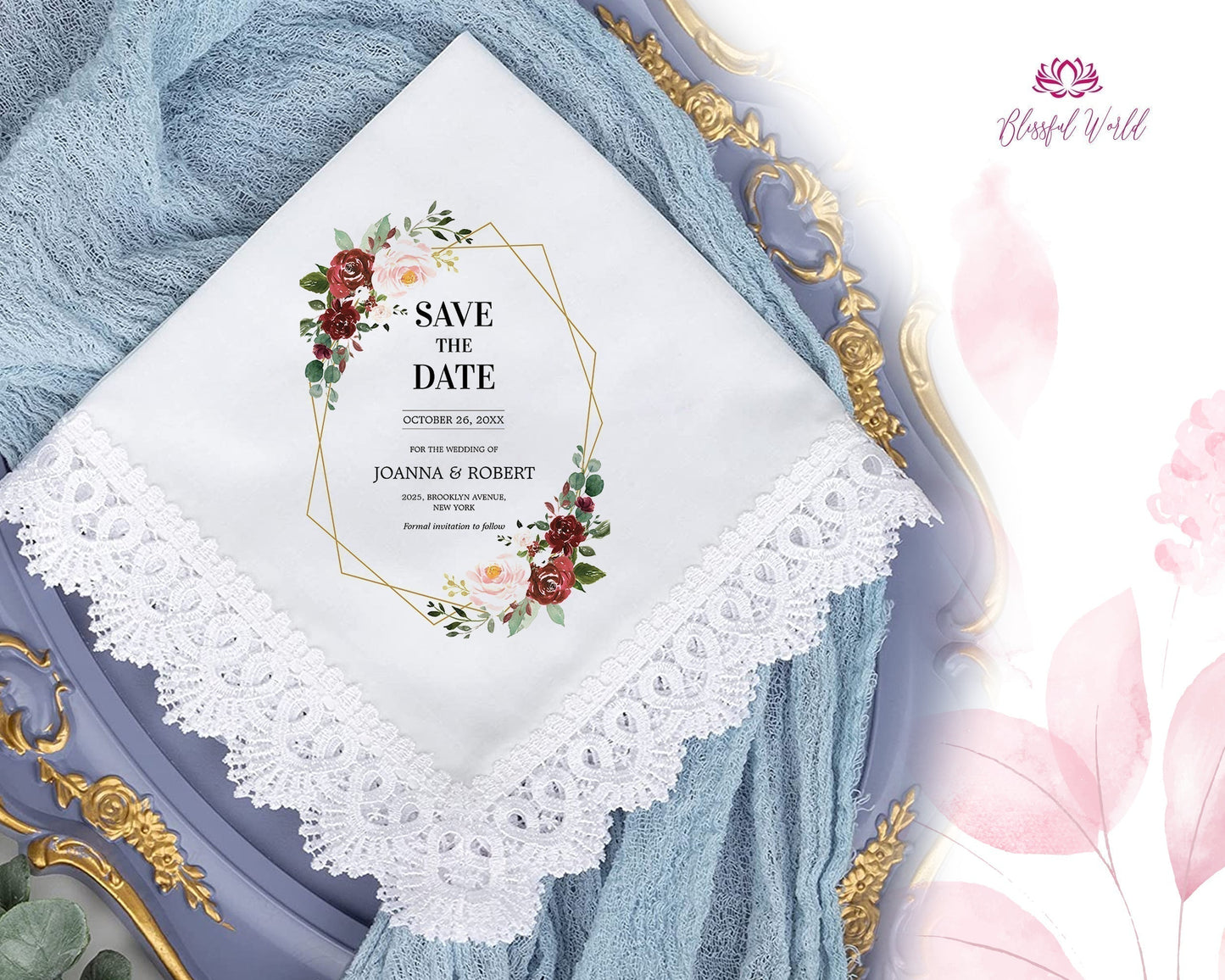 Wedding Handkerchief, Wedding hankerchief, wedding hanky, mother of the bride handkerchiefs, bride and groom names wedding hankie