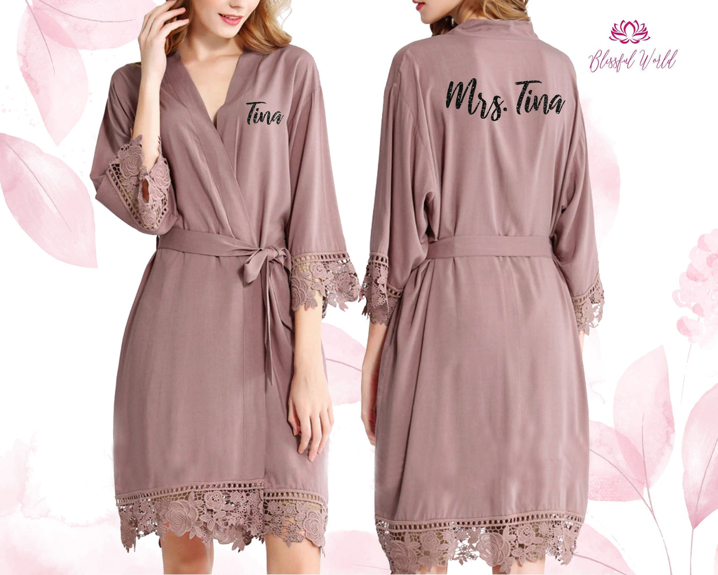 Bridesmaid Robes / Cotton Bridesmaid Robe / Bride Robe / Jersey Bridesmaid Robe / Bridesmaid Gifts / Jersey Robe / Bridesmaid Gift / Cotton lace Robes / Robes