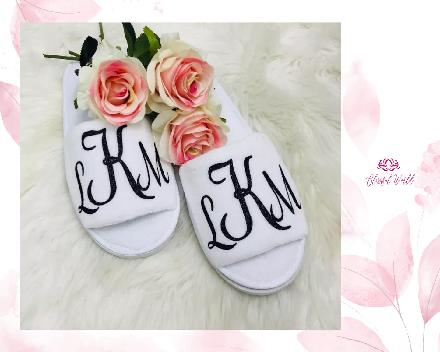 Embroidered Cotton Terry Slippers Bedroom Slippers Unisex Personalize Slippers Bridesmaid Slippers