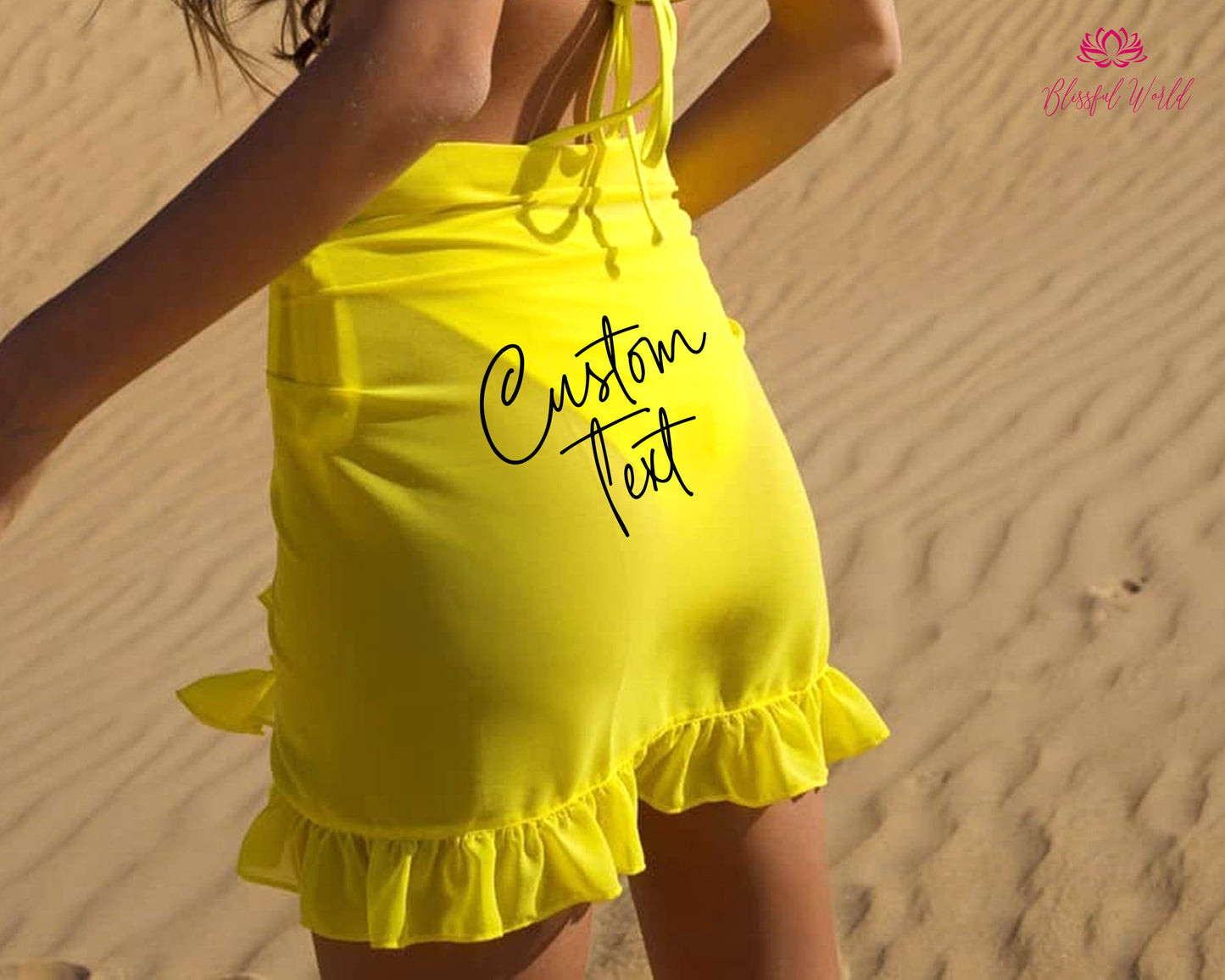 yellow Ruffle sarong wrap summer Christmas gift for Bridal