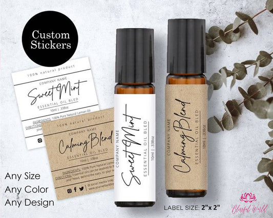 Custom Printed Logo Label Stickers on roll for your product packaging Personalized Labels