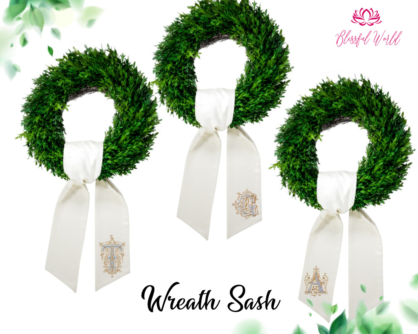 Custom Pet Wreath Sash with optional Palmetto sash