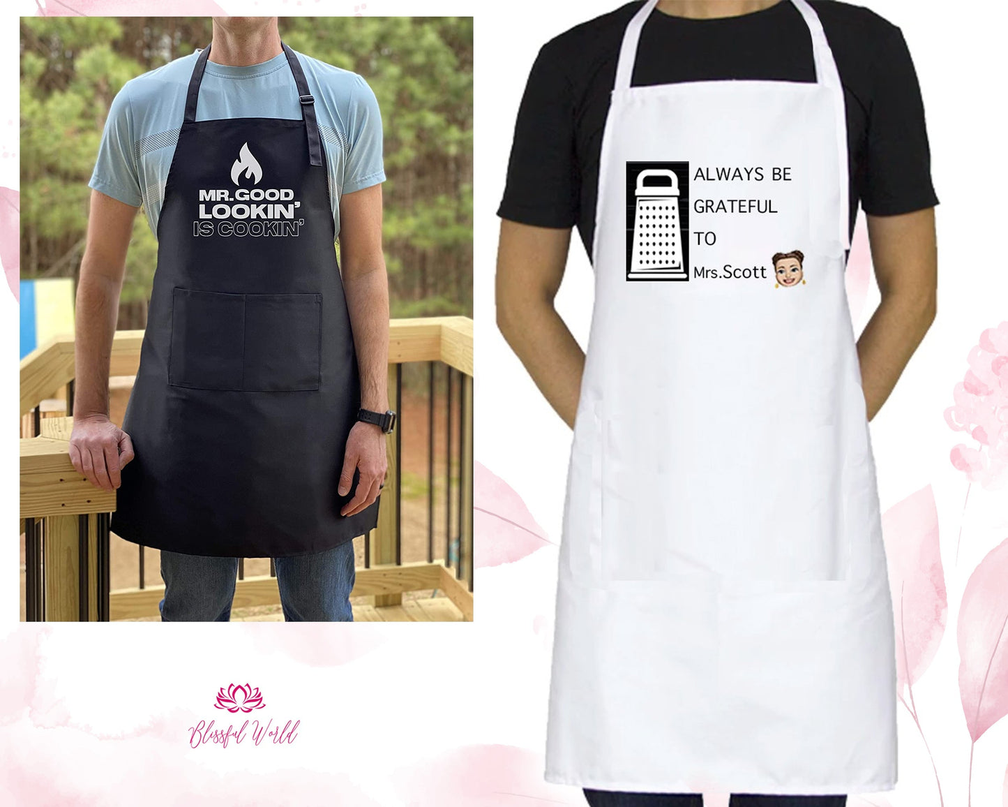 Custom Embroidered Logo Apron - Custom Business Logo - Cotton Embroidered Aprons