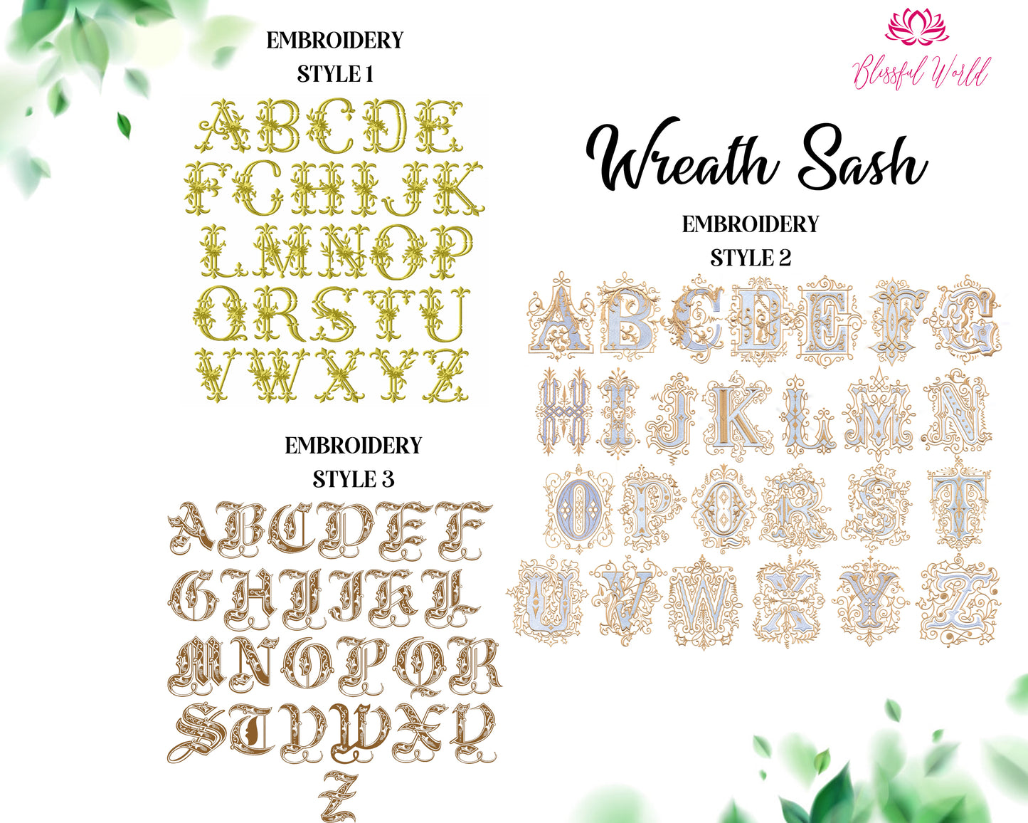 Personalized Wreath Sash with variant font style