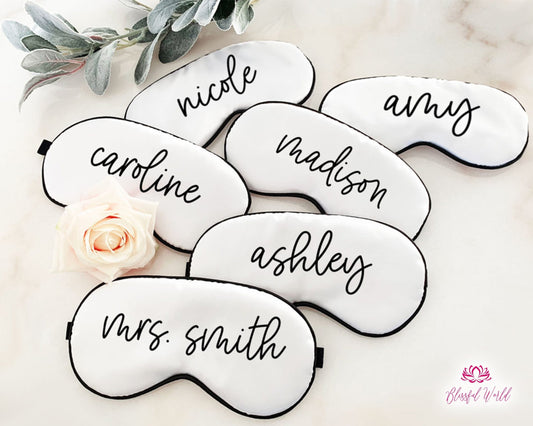 Personalized Eye Mask Bridesmaid Gift Bridal Party Gift Sleep Mask Personalized Wedding Favor Silky Satin Mask