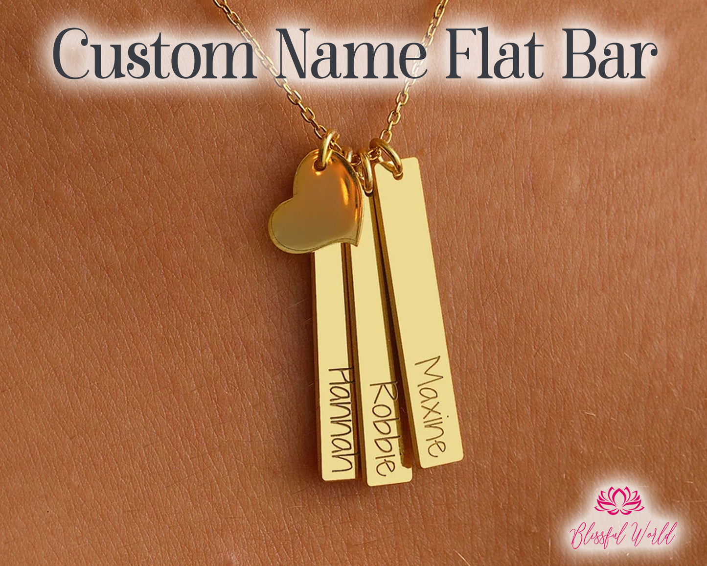 Custom Engraved Flat Bar Necklace – Personalized Name Bar Jewelry