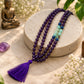 Amethyst Chakra Mala Bead Necklace with Healing Crystals and Tassel
