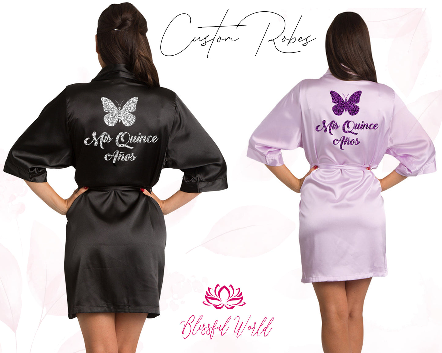 Mis Quince anos satin robes getting ready satin robes Personalized Robes Custom Robes Kimono Robes Mis Quince Robe Birthday Robes Satin Robe