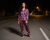 Purple Satin Halloween Pajamas – Pumpkin Design Sleepwear Set