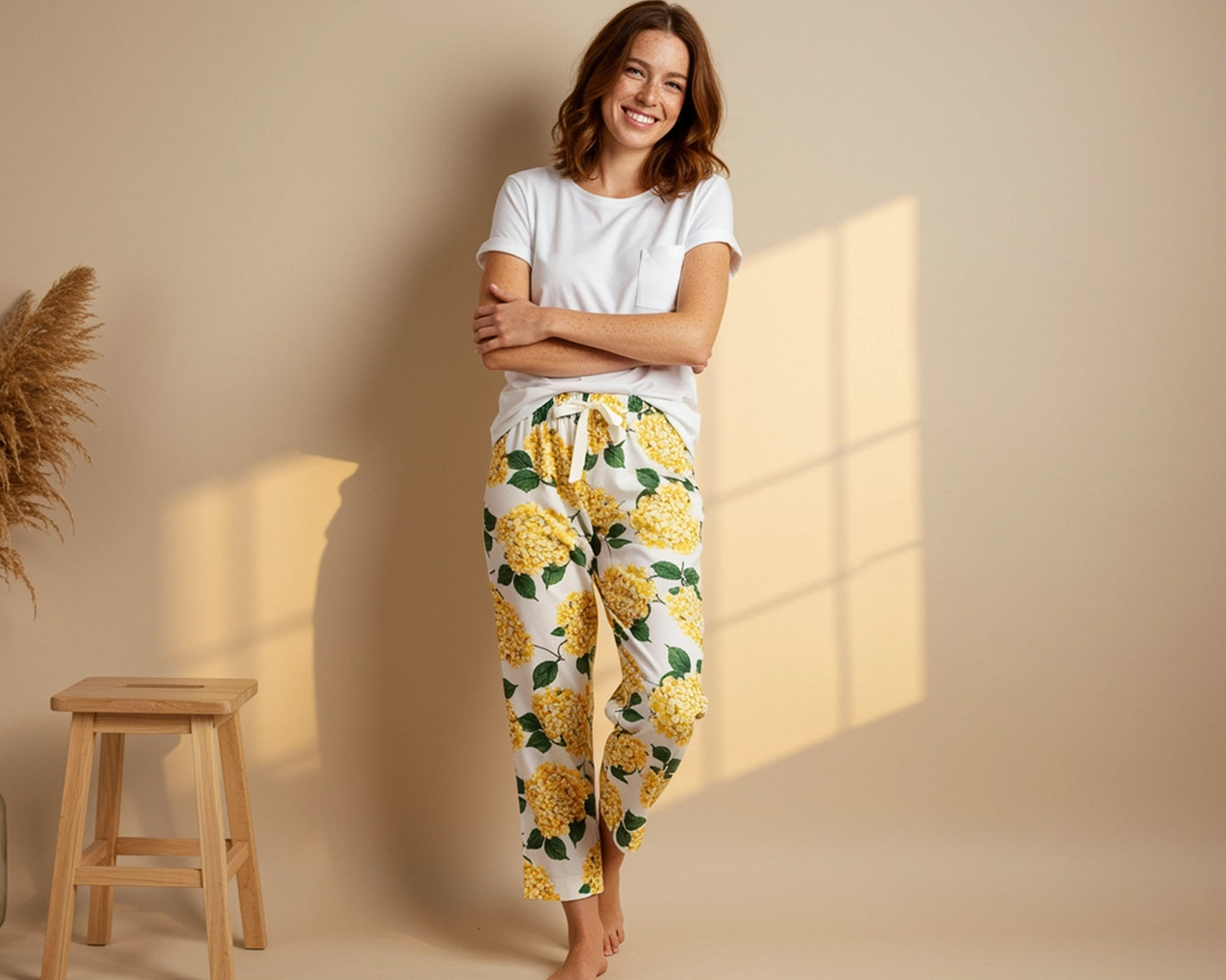 Hydrangea Print Pajama Pants – Chic Floral Sleepwear for Women - Blissful World
