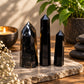 Black Obsidian Crystal Tower Point for Meditation Energy and Home Decor