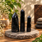 Black Obsidian Crystal Tower Point for Meditation Energy and Home Decor
