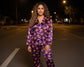 Purple Satin Halloween Pajamas – Pumpkin Design Sleepwear Set