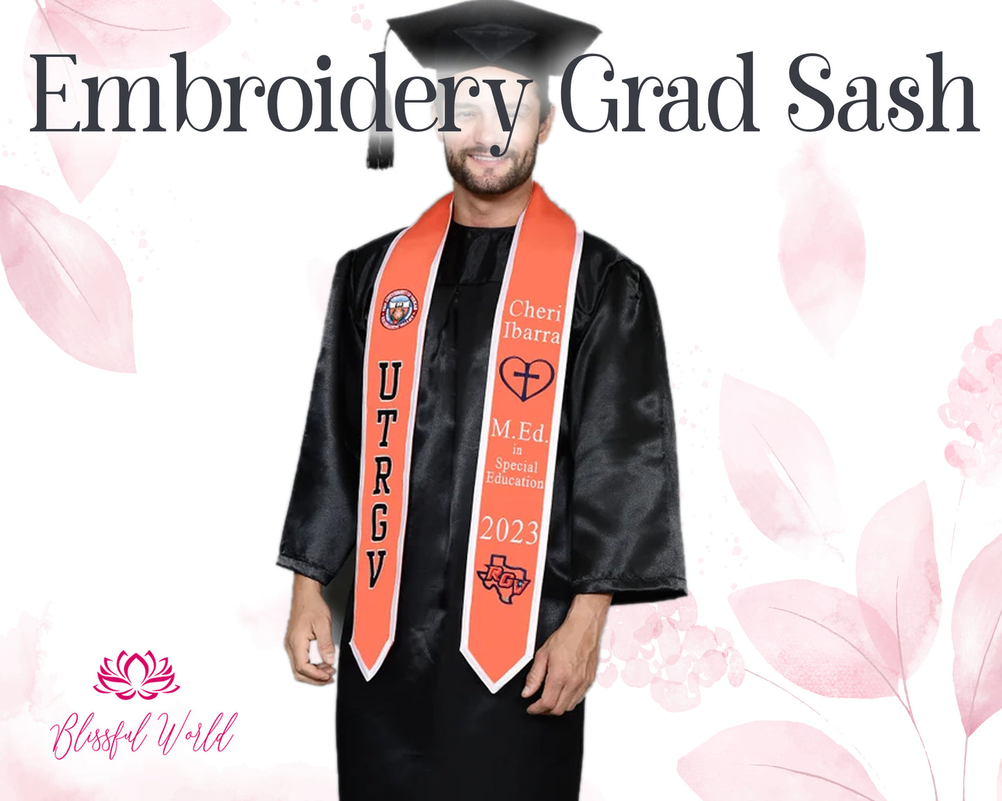 Embroidery Graduation Sash | Custom Embroidered Grad Stoles