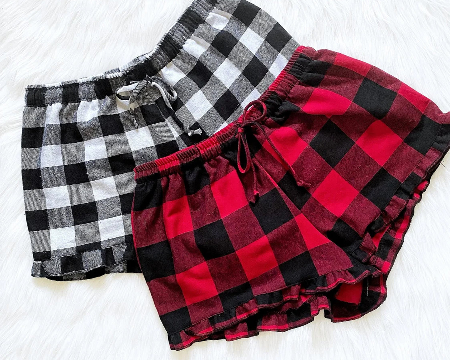 Flannel Ruffle Shorts