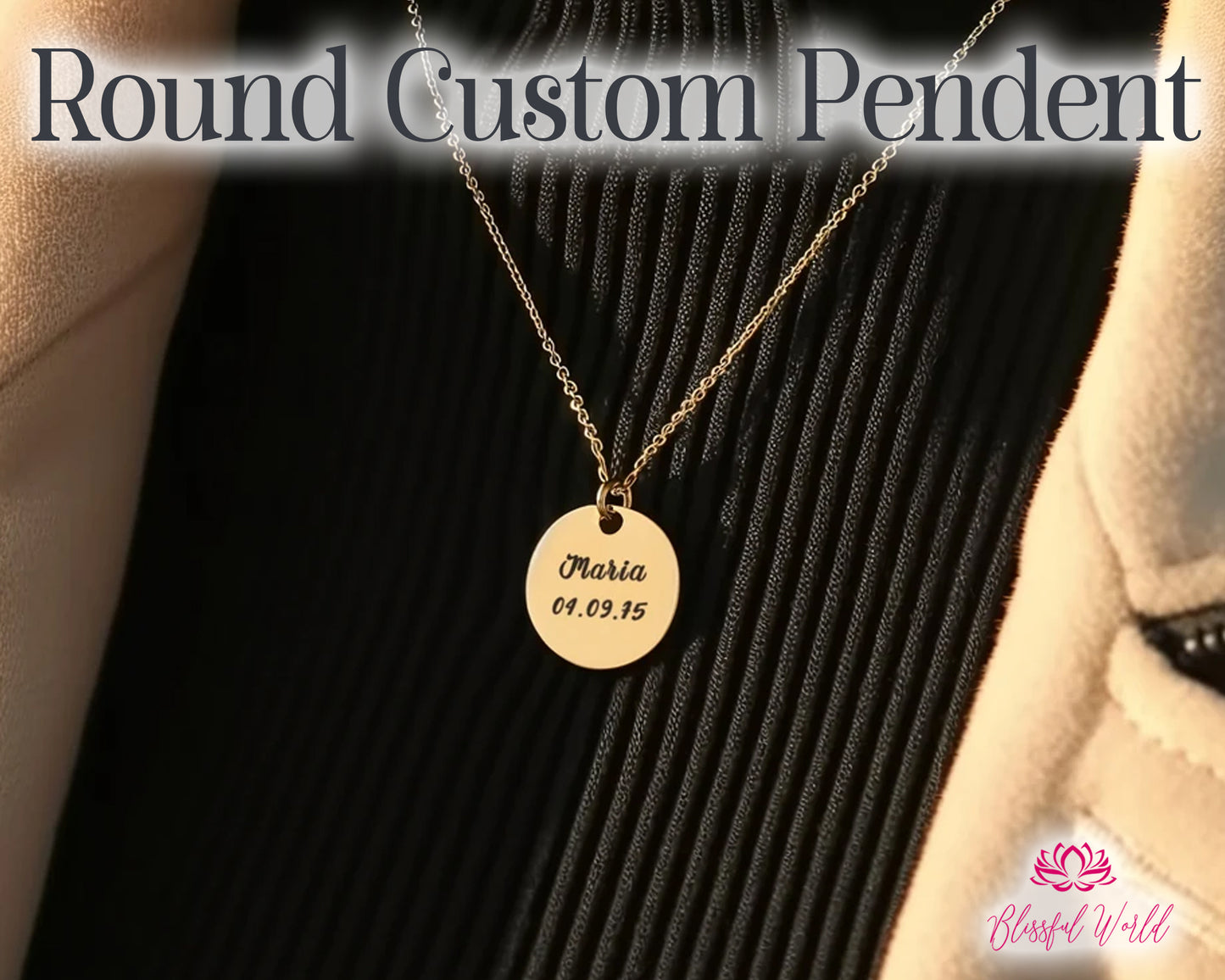 Personalized Custom Name Engraved Round Pendant – Custom Jewelry Gift