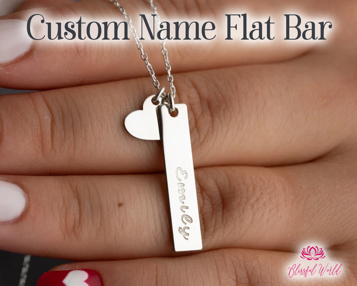 Personalized Custom Name Engraved Flat Bar – Custom Jewelry Gift for Men & Women