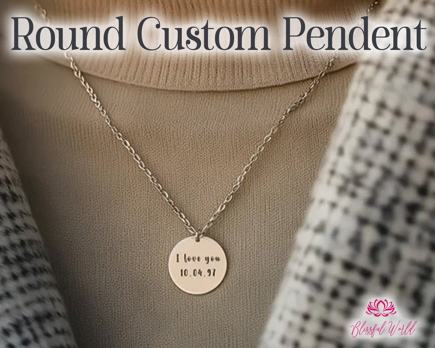 Personalized Custom Name Engraved Round Pendant – Custom Jewelry Gift