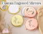 Personalized Compact MIRROR Custom Engraved Bridesmaid Gifts for Mom Mothers Day Gift for Her Women Pink Rose Gold Mirrors Wedding Bridal