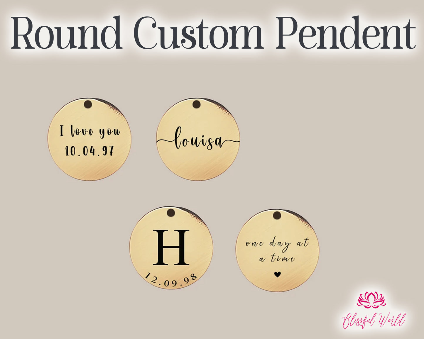 Personalized Custom Name Engraved Round Pendant – Custom Jewelry Gift