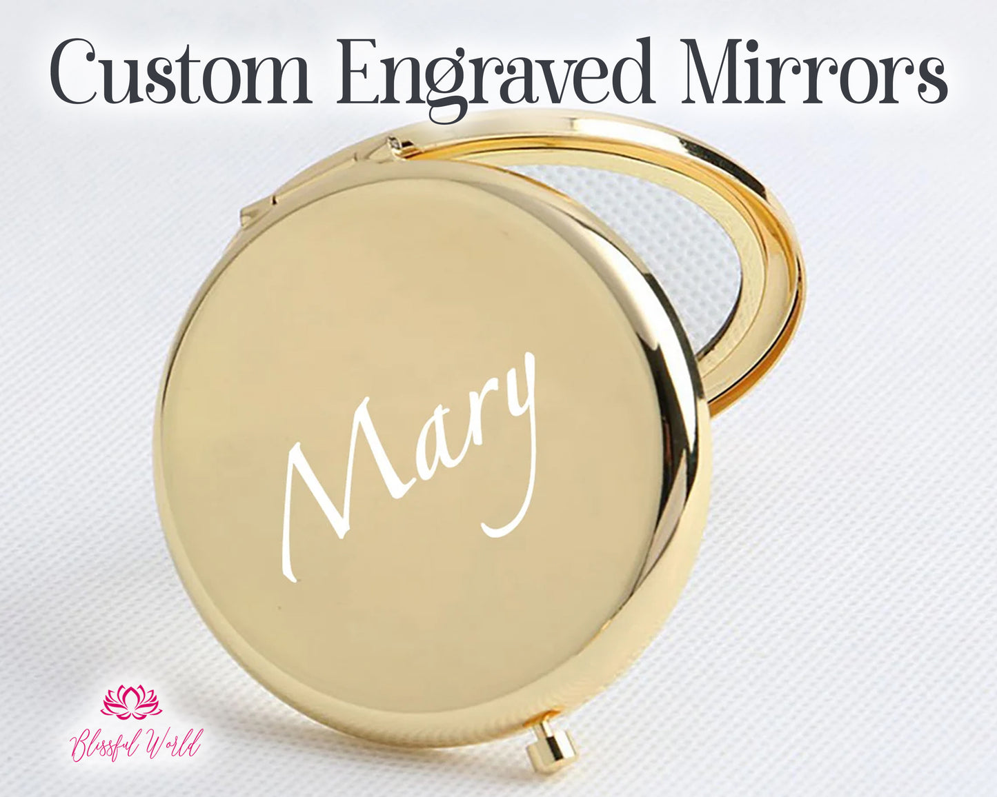 Personalized Compact MIRROR Custom Engraved Bridesmaid Gifts for Mom Mothers Day Gift for Her Women Pink Rose Gold Mirrors Wedding Bridal