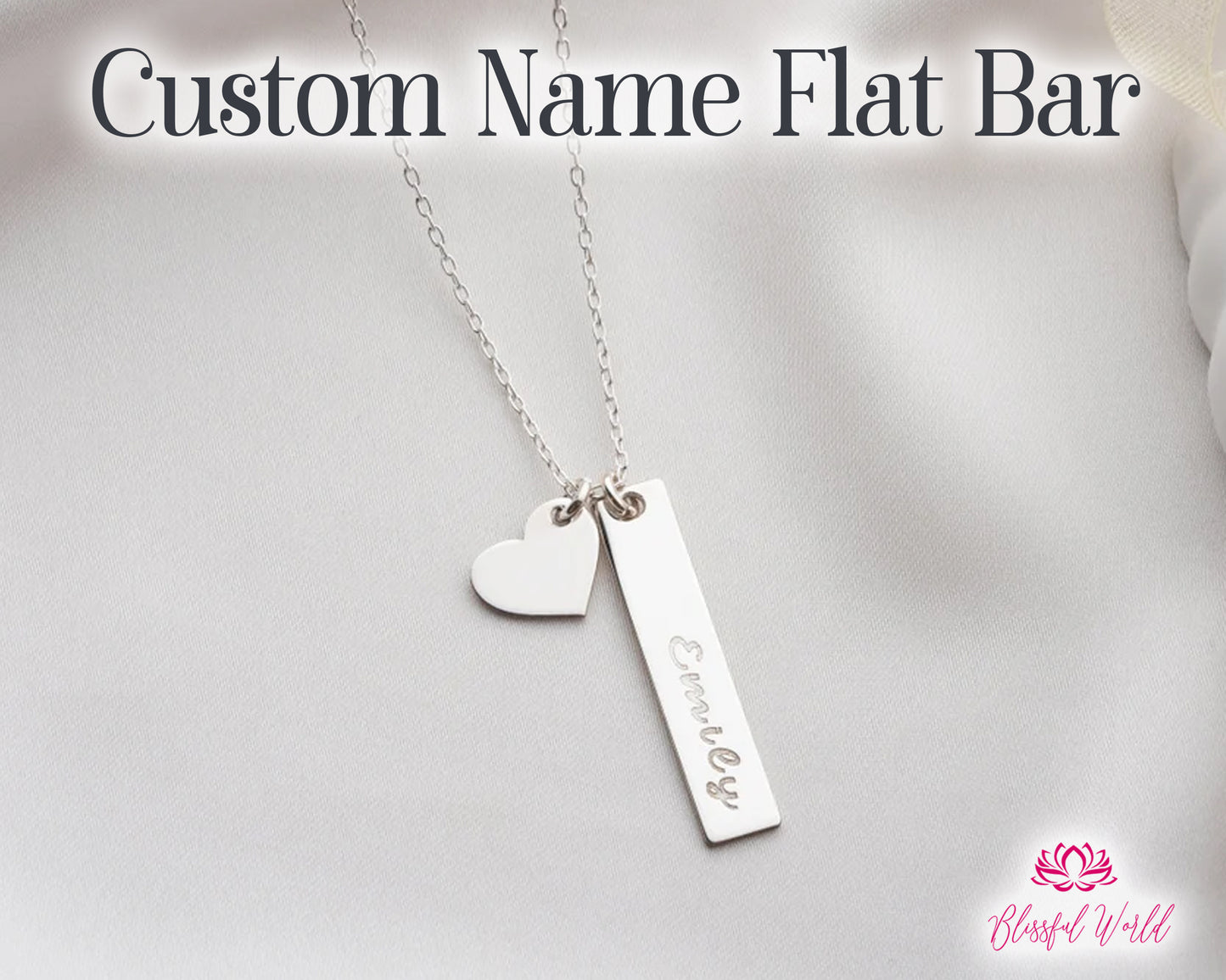 Custom Engraved Flat Bar Necklace – Personalized Name Bar Jewelry