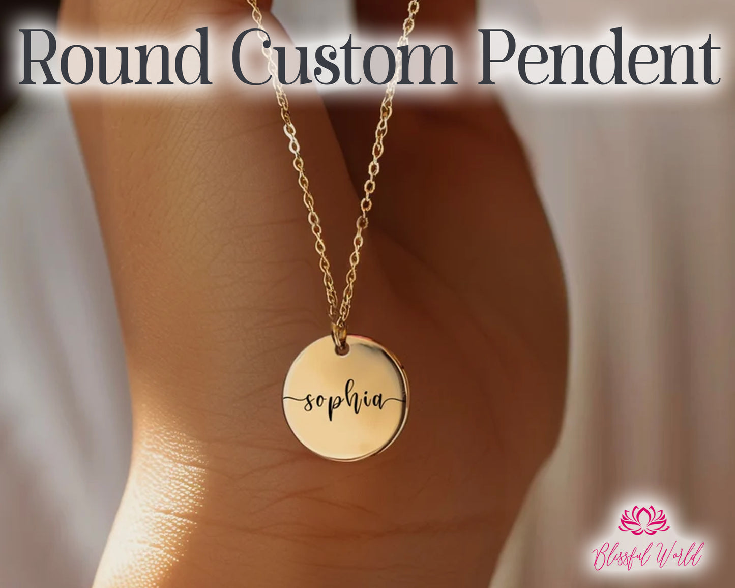 Personalized Custom Name Engraved Round Pendant – Custom Jewelry Gift