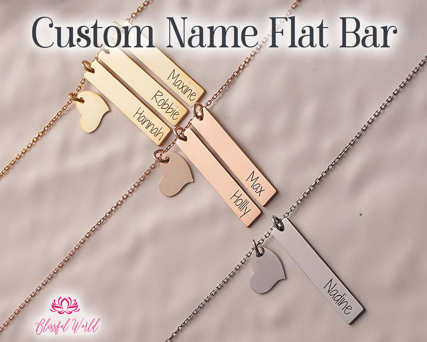 Custom Engraved Flat Bar Necklace – Personalized Name Bar Jewelry