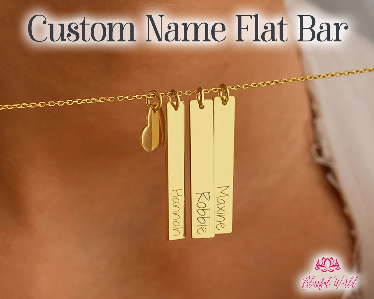 Custom Engraved Flat Bar Necklace – Personalized Name Bar Jewelry