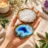 Natural Quartz Agate Coasters with Gold Edge