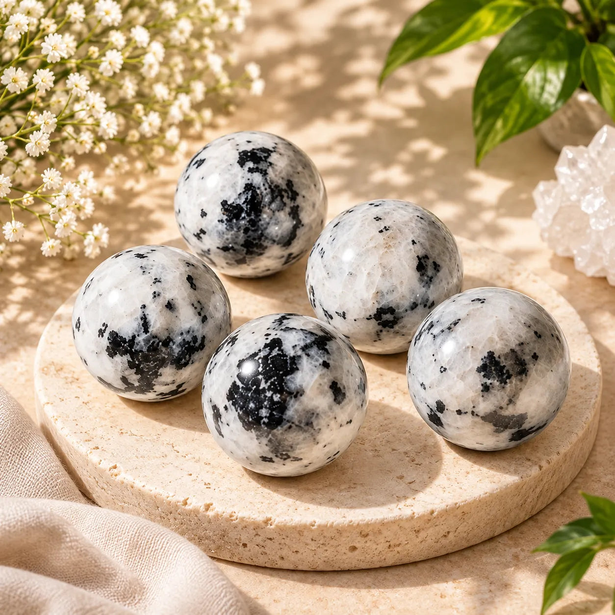Natural Rainbow Moonstone Sphere for Meditation & Inner Balance
