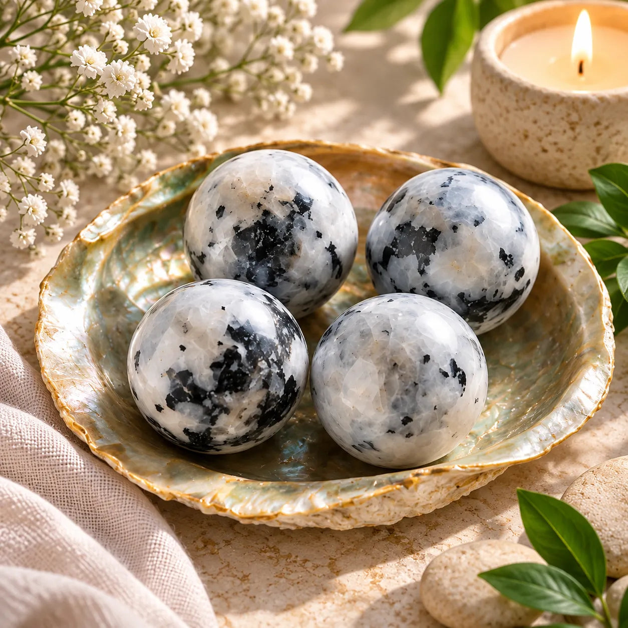 Natural Rainbow Moonstone Sphere for Meditation & Inner Balance