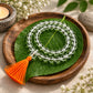 Clear Crystal Prayer Beads with Orange Tassel for Meditation 3