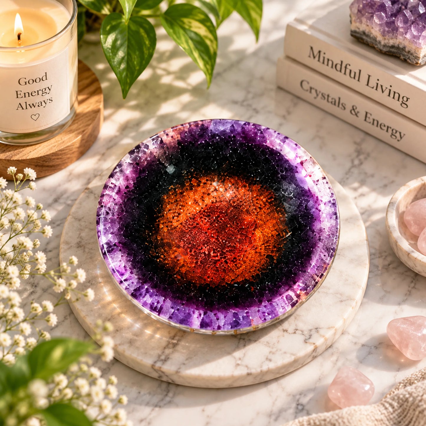 Crystal Energy Bowl with Amethyst Style Chakra Healing Stones 2